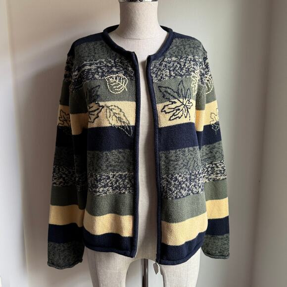 Christopher & Banks Vintage 2004 Hand Embroidered Stripe Cardigan Sweater M - Picture 3 of 12